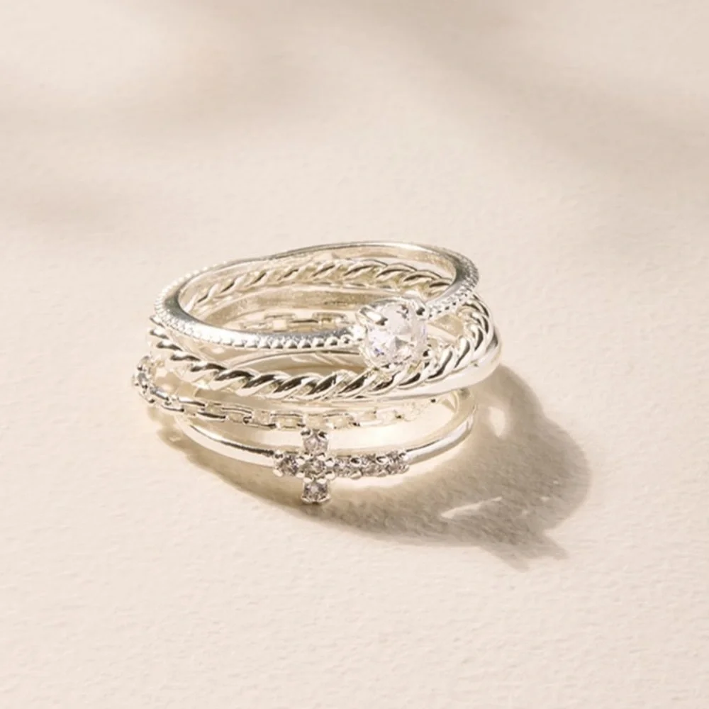 Francesca's Collections Silver Ring Stacking Set Assorted Sizes
